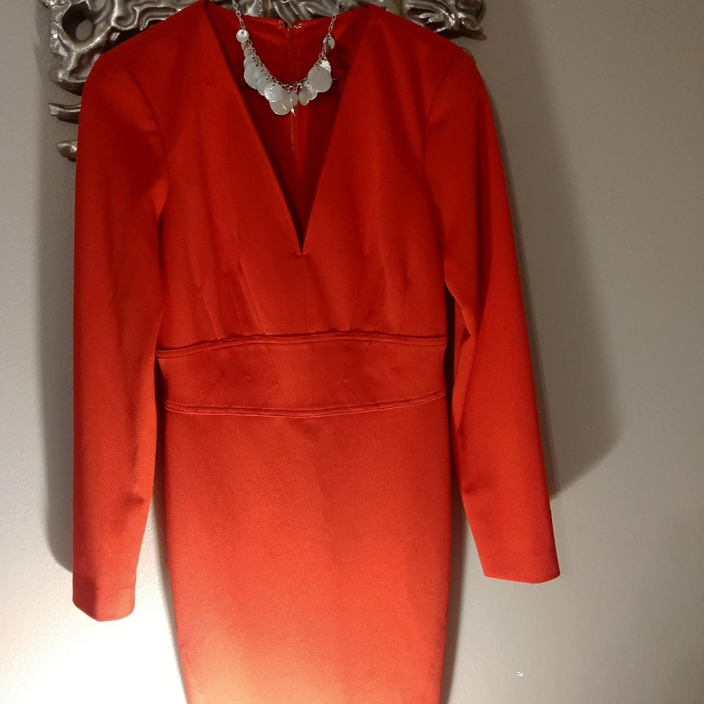 Red V-neck Dress